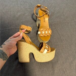 MIU MIU leather platforms